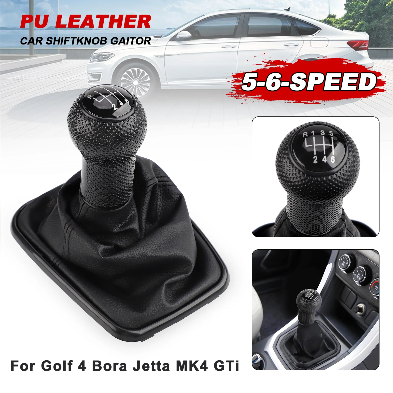 For Volkswagen VW 1999-2005Golf 4 IV MK4 GTI R32 Bora Jetta MT 5 / 6 Speed Car Gear Shift Knob Lever Shifter Gaitor Boot 12mm