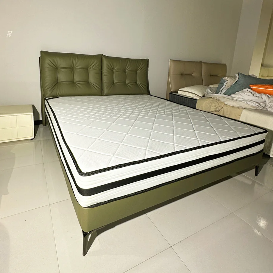 

SGF modern minimalist leather bed full solid wood frame Italian minimalist