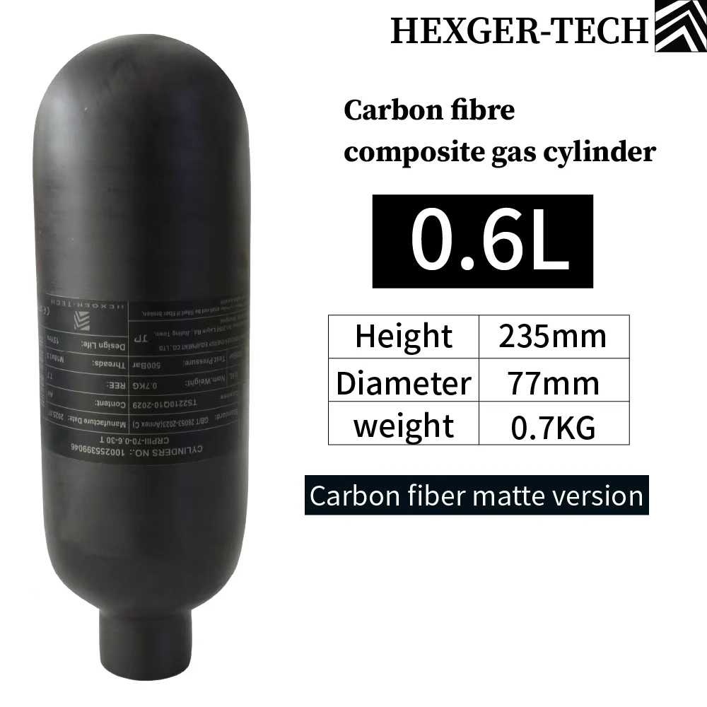 Hot sale compact 0.6L 600cc 300bar carbon fiber cylinder Thread M18*1.5 Used in fields such as diving and fire rescue