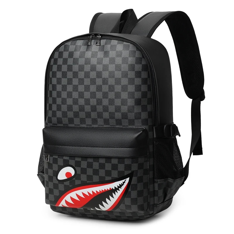 Male and female backpack student computer backpack shark fashion high-capacity men\'s backpack luggage check man bag