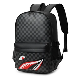 Male and female backpack student computer backpack shark fashion high-capacity men's backpack luggage check man bag