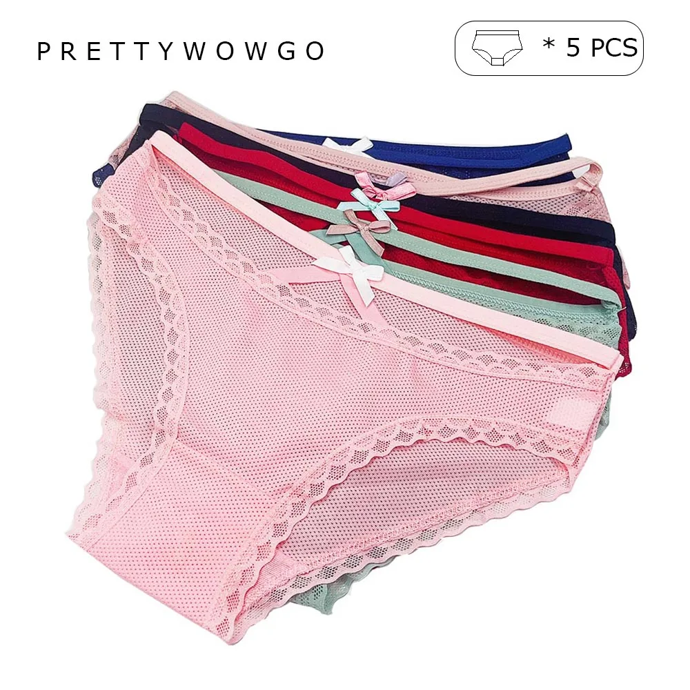 

5 Pcs New Arrival Hollow Out Panties Women Sexy Lace Underpants Mesh Underwear Lingerie Pants Intimate Ladies Low-Rise