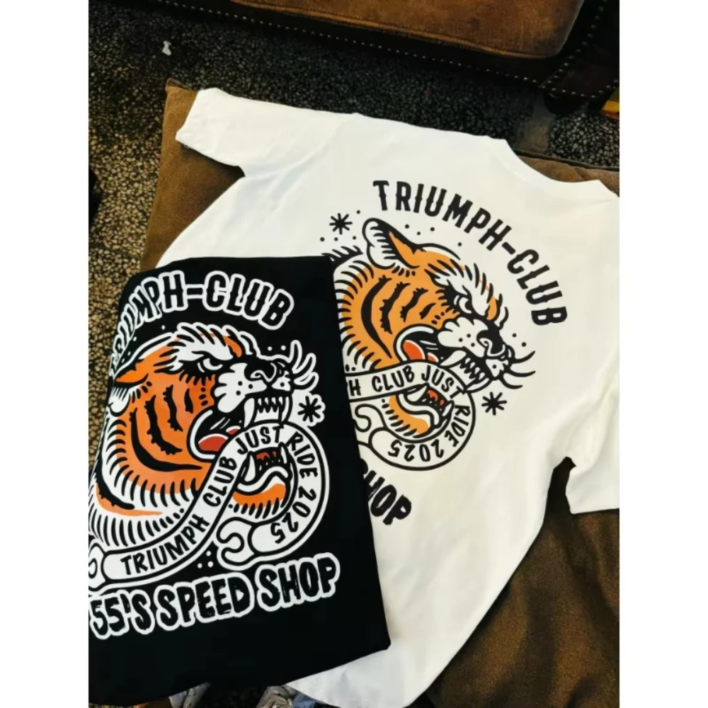 

2025 Summer New tiger-head men's and women's fashion T-shirt short-sleeved loose round-neck heavyweight top High-quality comfort