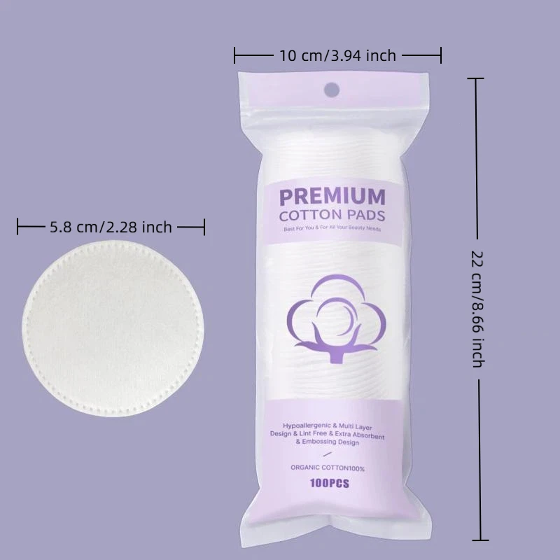 Facial Cleaning Wipes Makeup Remover Beauty Cosmetic Cleaning Disposable Makeup Cotton Pad 100/120pcs Soft Round Three Layer
