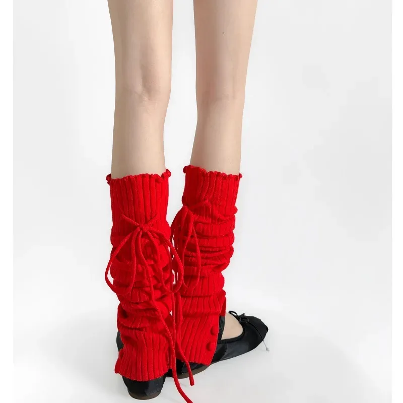 Runway Style Leg Warmers with Buttons & Lace-up Wide Ribbed Stackable Socks, Fall Winter Fashion Accessories​