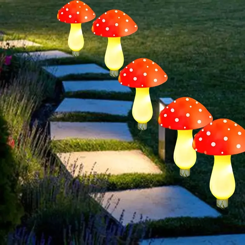 Solar Mushroom Fairy Lights Outdoor Garden Pathway Decoration 20LED Mushroom Shape Waterproof IP65 Fairy Lamp for Festival Decor