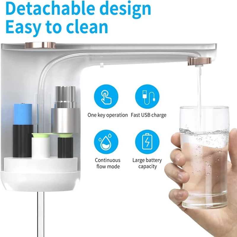 Dispensador de botellas de agua, dispensador de agua extraíble, portátil mejorado, carga USB automática