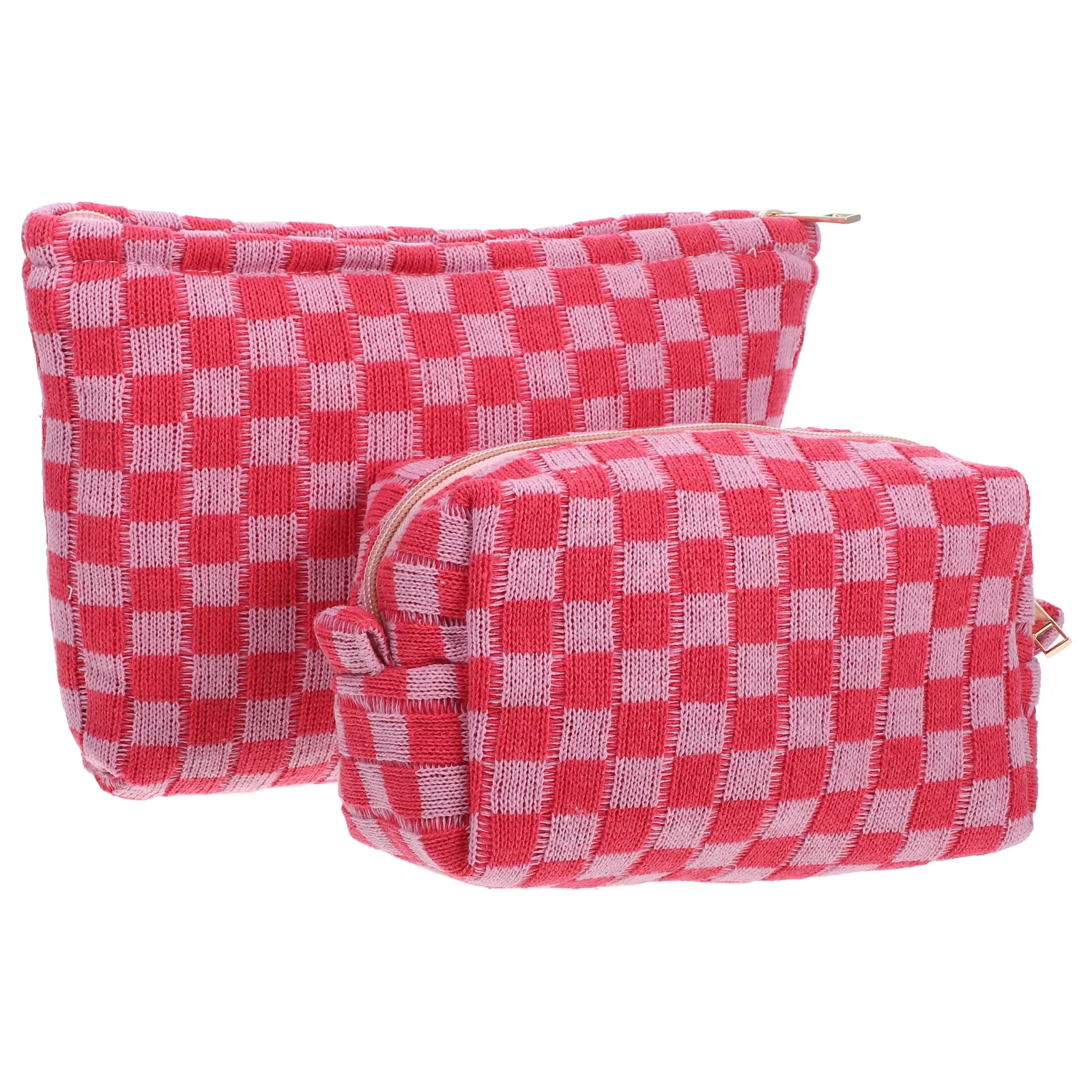

2pcs Large Capacity Makeup Organizer Checkered Storage Bag Waterproof Travel Pencil Pouch For Women Daily Use