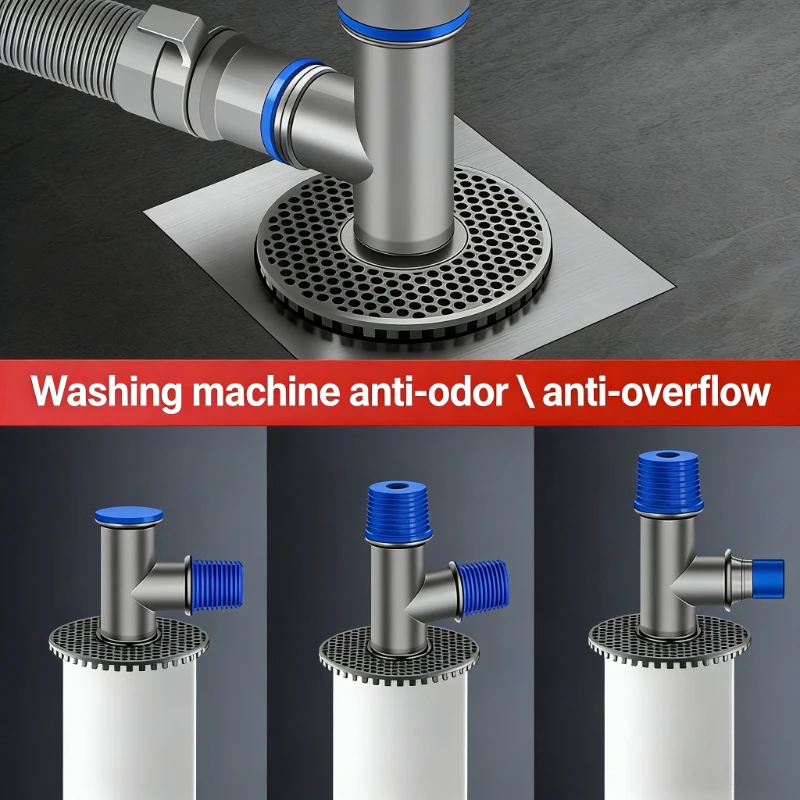 1Pcs New 2 in 1 Floor Drain Cover Universal 2/3/4 Ways Sewer Drain Connector Hose Adapter Disposer Washroom Accessories