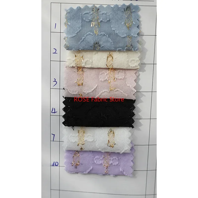 Gold Silk Dots Embroidery Chiffon Fabric Flower Jacquard Tulle Fabric For Clothing Dress, Party Dress, Lace Top, Designer fabric