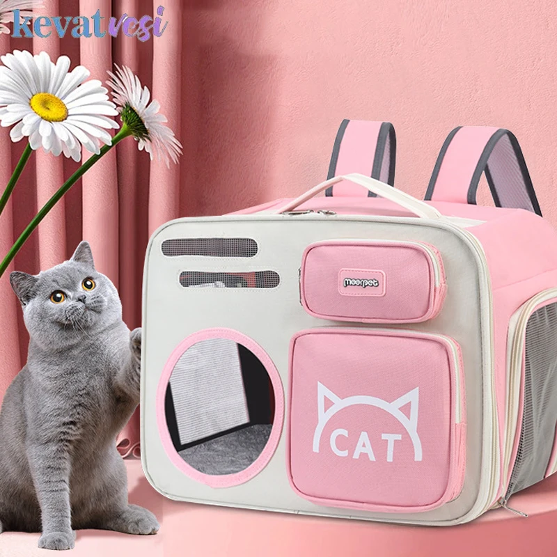 

Ventilation Cat Carrier Foldable Cat Backpack Large Capacity Cats Shoulder Bag Portable Pet Bag for Cats Outdoor Travel Cat Bag