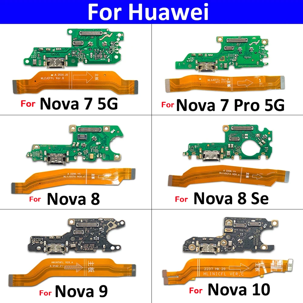 New For Huawei Nova 7 8  Se 9 10 Pro 5G Dock Connector Micro USB Charger Charging Port Flex Cable Microphone Board