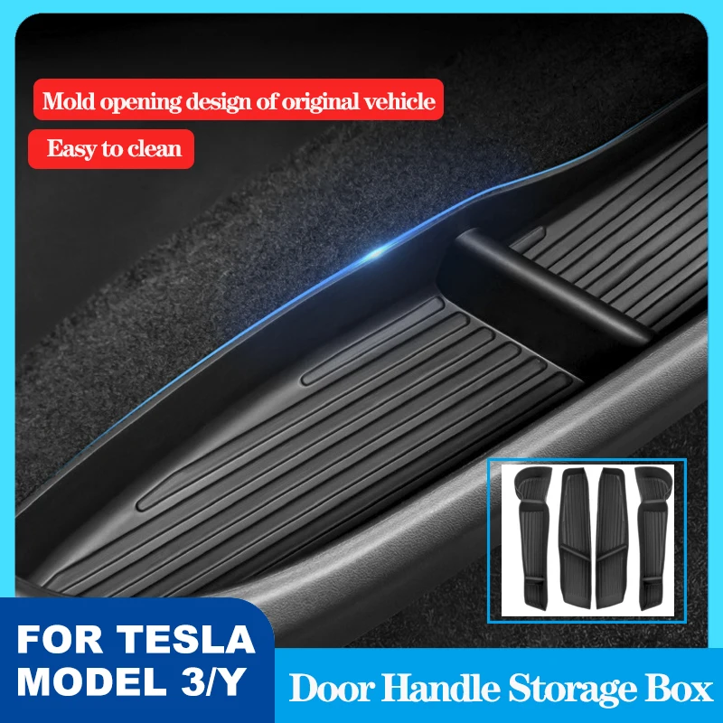 

For Tesla Model 3/Y 2016-2023 Door Side Storage Box Handle Armrest Tray Organizer Waterproof Stowing Tidying Accessories