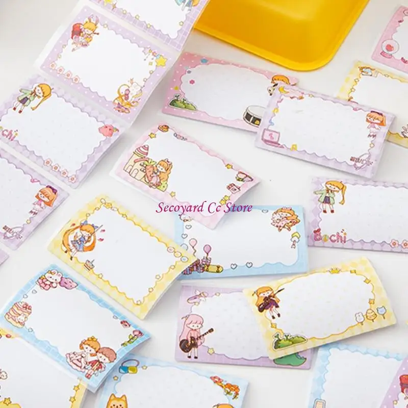 N3UC 70 Sheets Cartoon Adhesive Notes Paper Pull Out Notes Paper Pad Reminder on Book Notebook Calender Fridges Computer