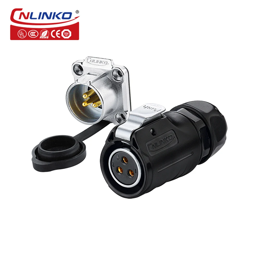 CNLINKO M20 Waterproof IP68 Aviation Female Plug Male Socket 2/3/4/5/7/9/12 Pin Outdoor Power Quick Connector Panel Mounting