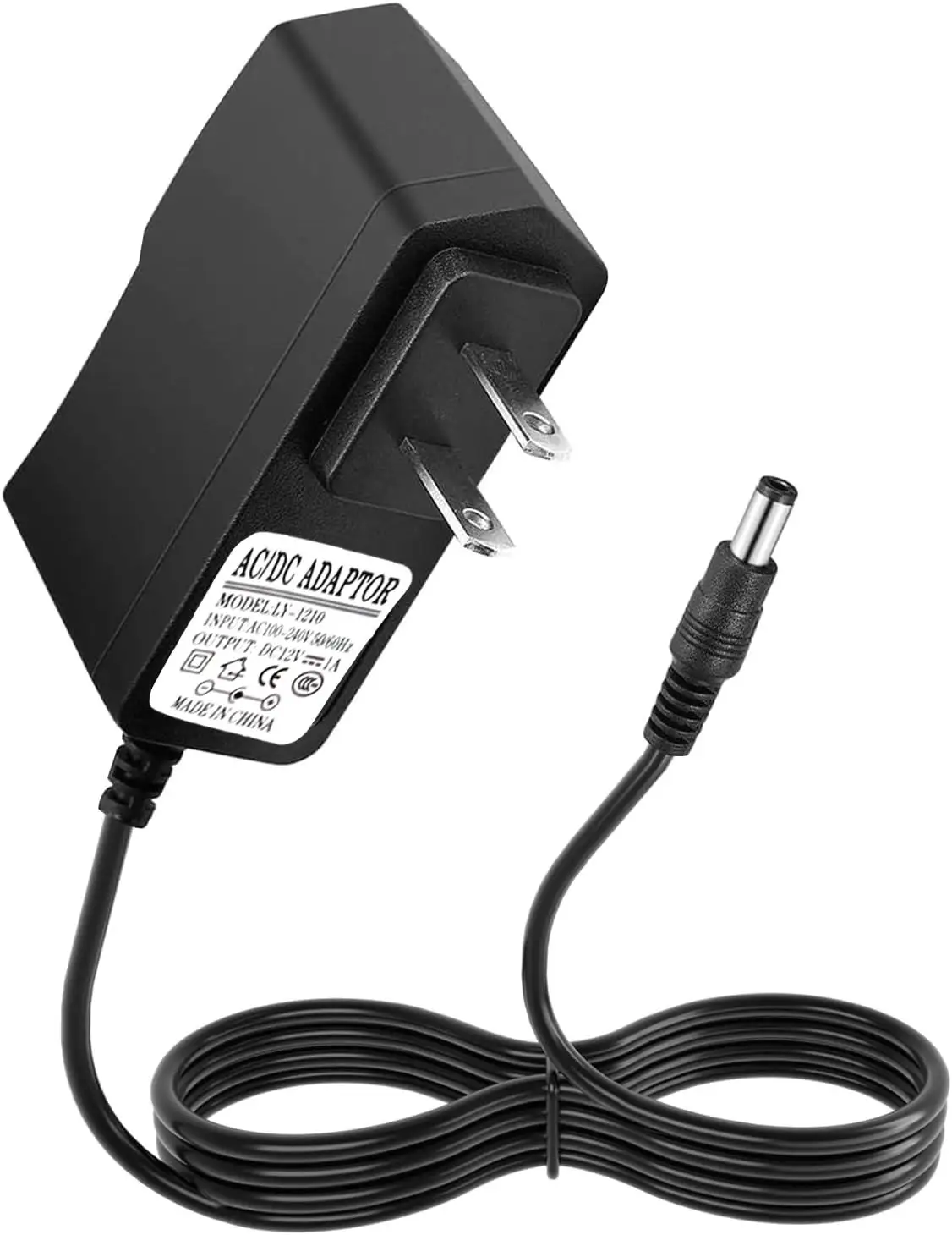 Adaptador de fonte de alimentação DC 12V 1A para eletrônicos - Carregador de energia compacto, compatibilidade universal