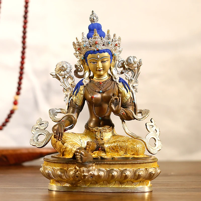 High grade Gilding Buddha statue Asia Nepal Tibet temple bless safe healty good luck Bodhisattva Green Tara GUAN YIN buddha