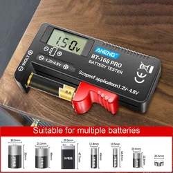 BT-168 PRO Battery Tester Digital Display Battery Meter 1.2-4.8V ABS Plastic Battery Voltage Tester FOR 16340 Lithium Battery