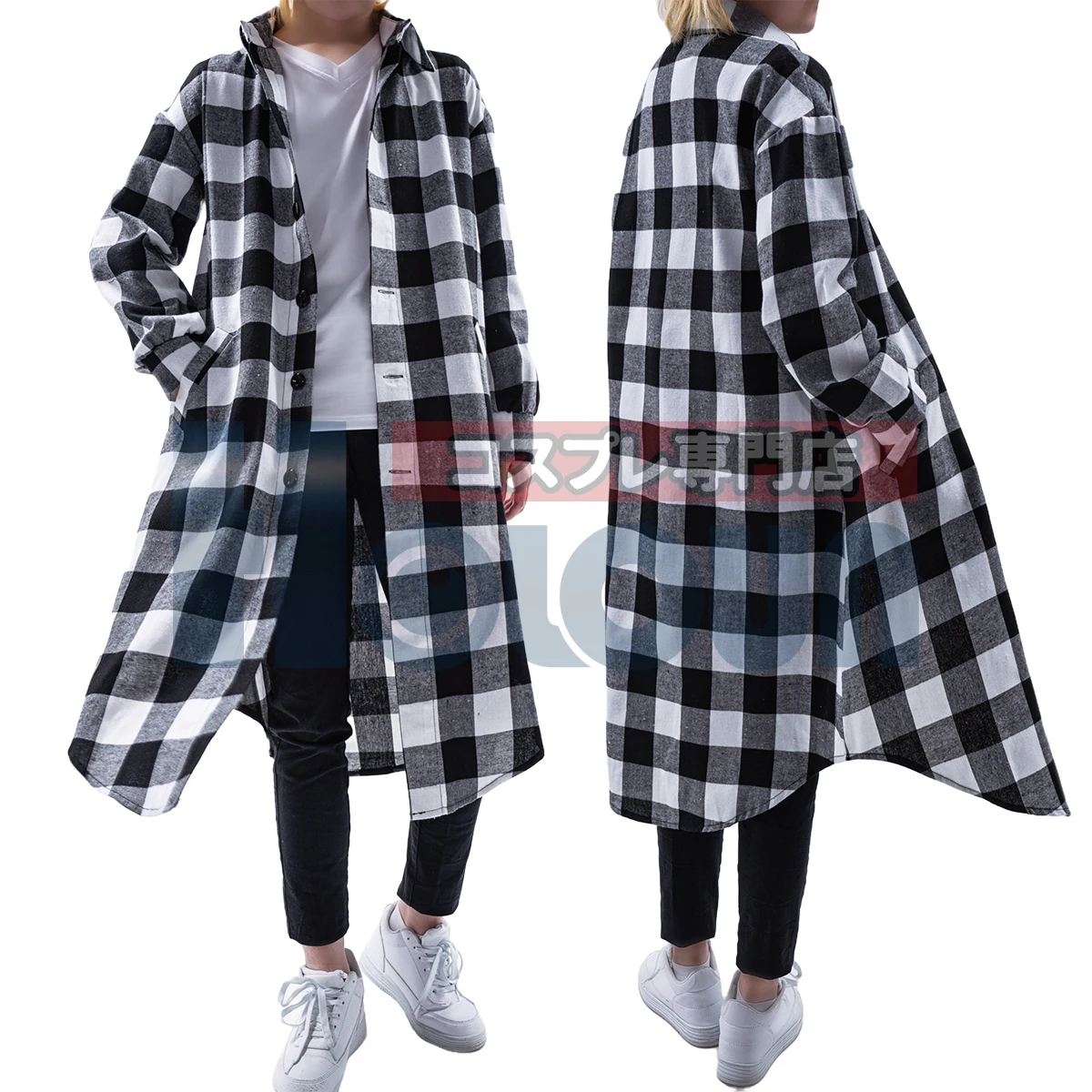 HOLOUN Anime Tokyo Manji Gang Manjiro Sano Mikey Cosplay Costume Long Sleeve Plaid Shirts Blouses Coat Daily Casual Wear