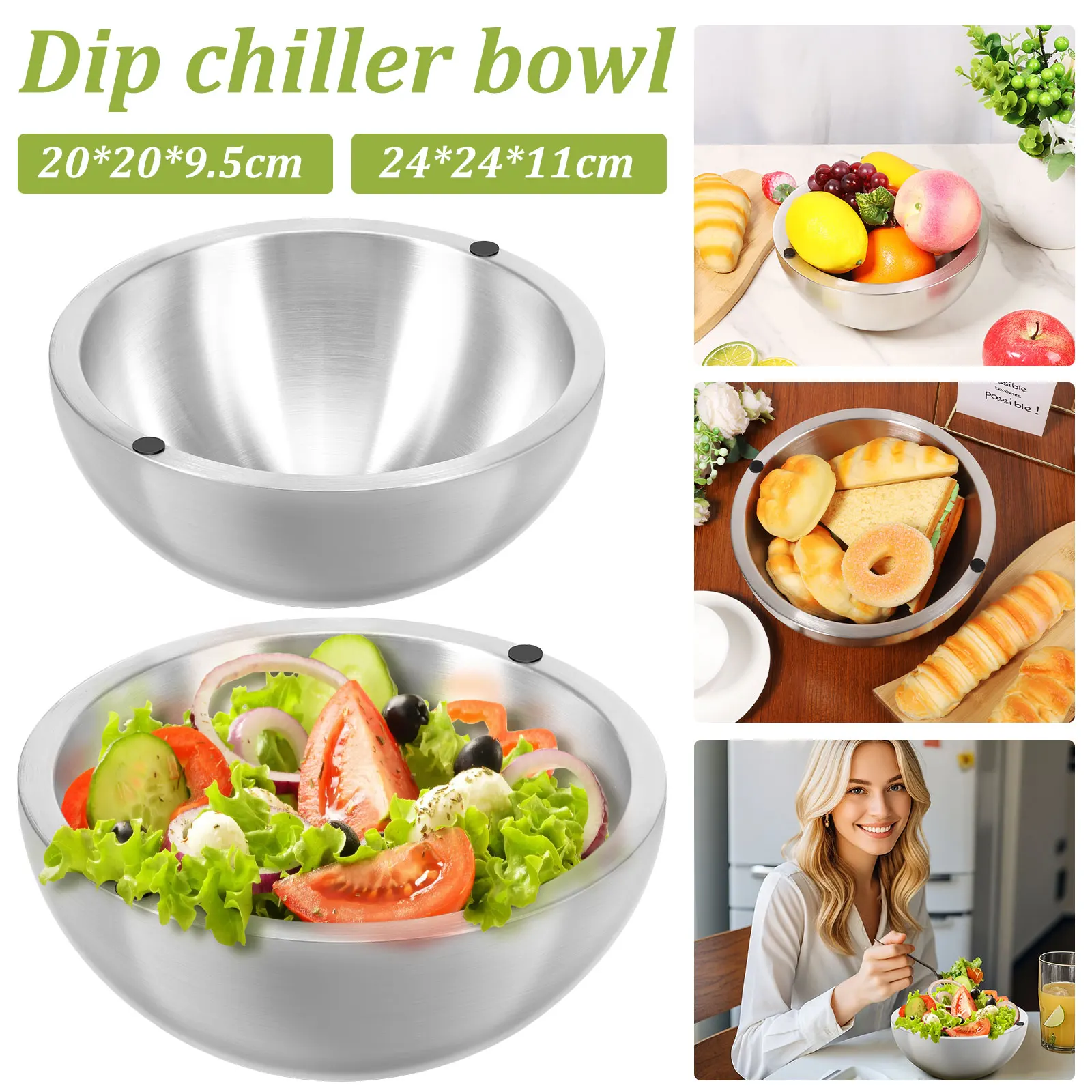 

Stainless Steel Salad Bowls Egg Flour Mixing Basin Fruit Vegetable Noodle Container for Kitchen Tableware Baking Tool
