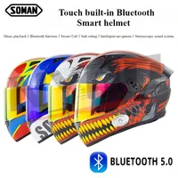 SOMAN Motorcycle Helmet Dual Lens Bluetooth Safety Full Helmet Suitable for All Seasons for Men and Women 헬멧 cascos para moto