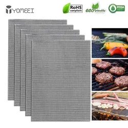 YOMEEI Non-stick Barbecue Grilling Mat Heat Resistant BBQ Mat Reusable Non-stick Coating Barbecue Mesh Outdoor Accessories