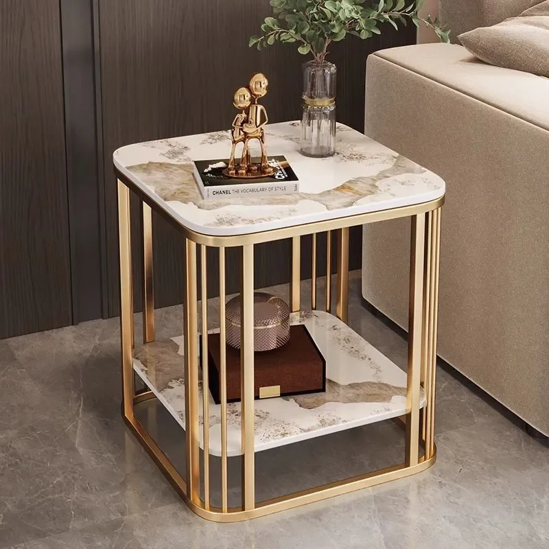 Modern Italian Sintered Stone Square Coffee Table Compact Bedside Nightstand Living Room Sofa Side Table Minimalist Home