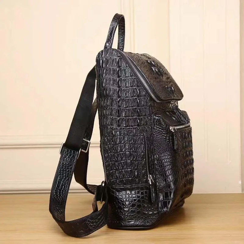 SUWERER Quality Business men\'s bag Real Cowhide Leather Crocodile Pattern backpack Men shoulder bags Genuine Leather backpack