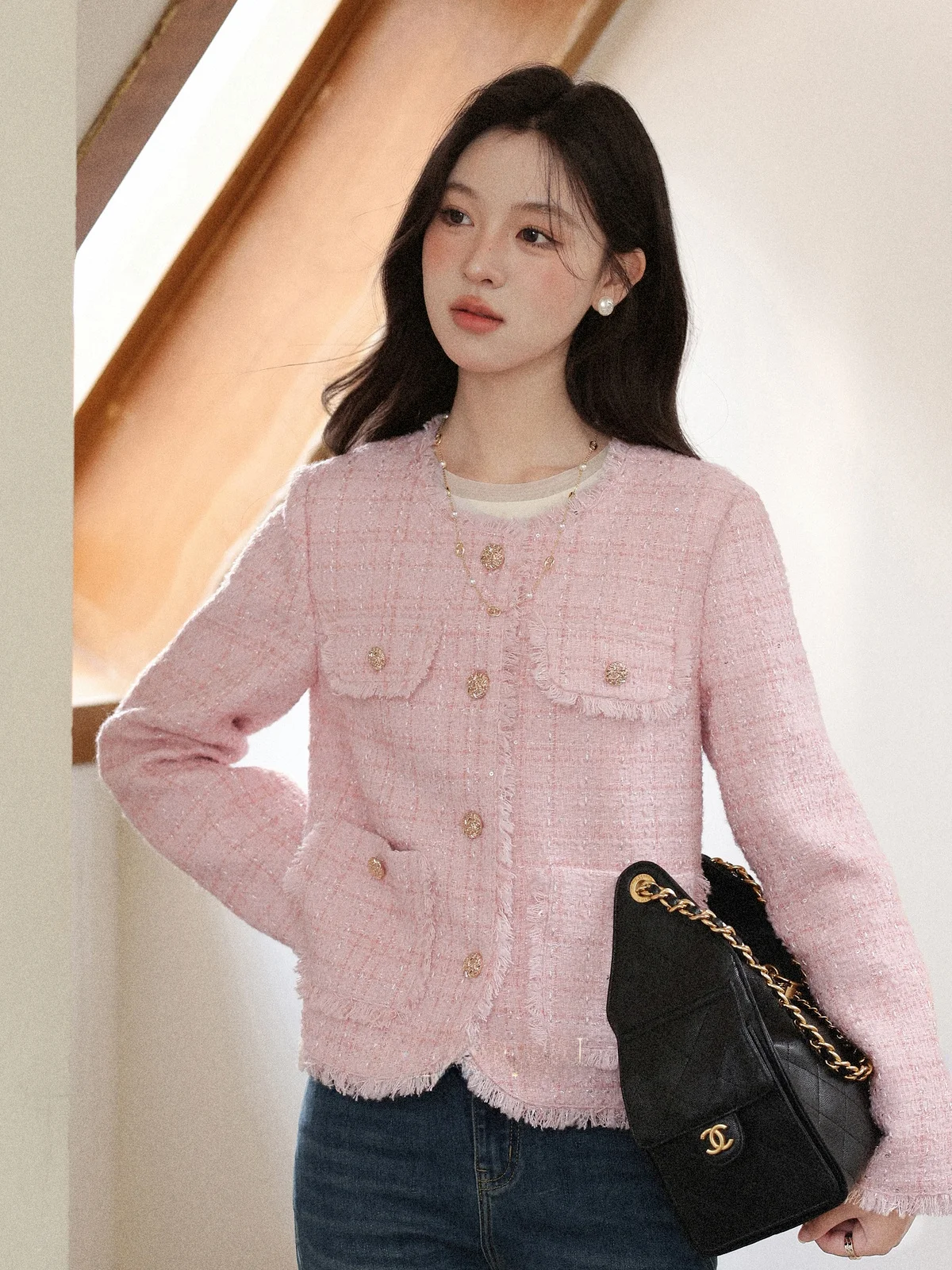 

Осенняя одежда из стеганого джета розового соляного цвета для женщин от оленя на Осеннюю одежду South Island Sli oulder Length