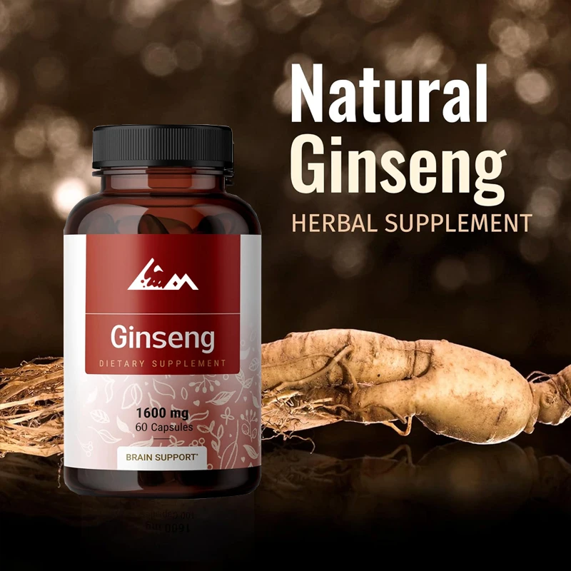 Ginseng Capsules - Used for Immune Support and Energy Supplements - Korean Red Ginseng Extract - Non GMO -1600mg