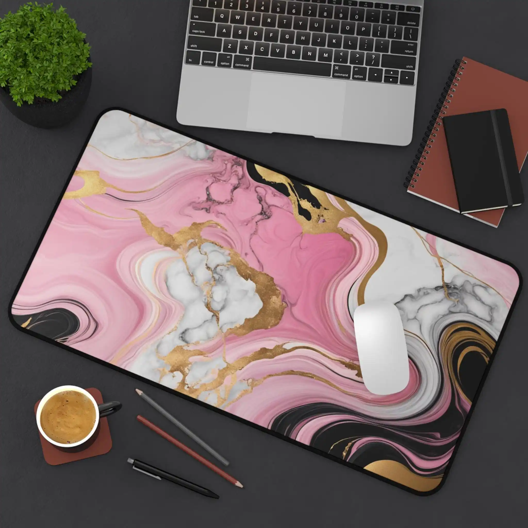 Rose Gold Marble Desktop Mat,office Decorative Mat,non-slip and Waterproof Gaming Keyboard and Mousepad,perfect Gift for Friends