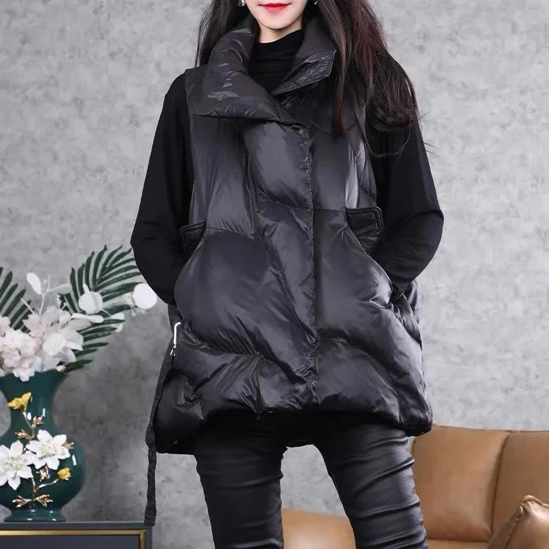 2024 New Korean Puffer Jacket Winter Down Cotton Vest Women\'s Jacket Loose Casual Waistcoat Womens Fashion Sleeveless Jacket Out