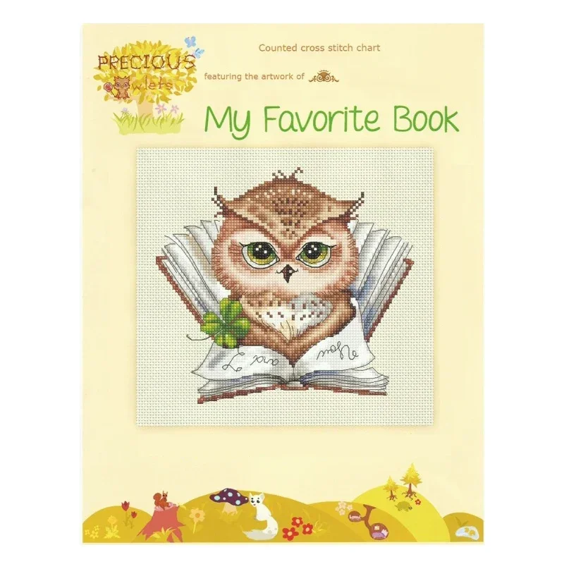 Gold Collection Chic Counted Cross Stitch Kit The Owl Reading My Favorite Book High Quality Embroidery Sets