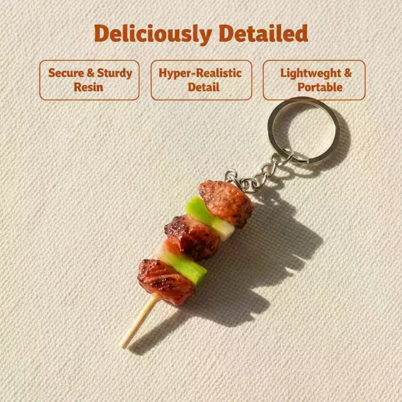 Squid Skewer PVC Door Car Key Fake Food Key Ring Simulation BBQ Keychains Women Fashion Jewelry Korean Style Bag Pendant