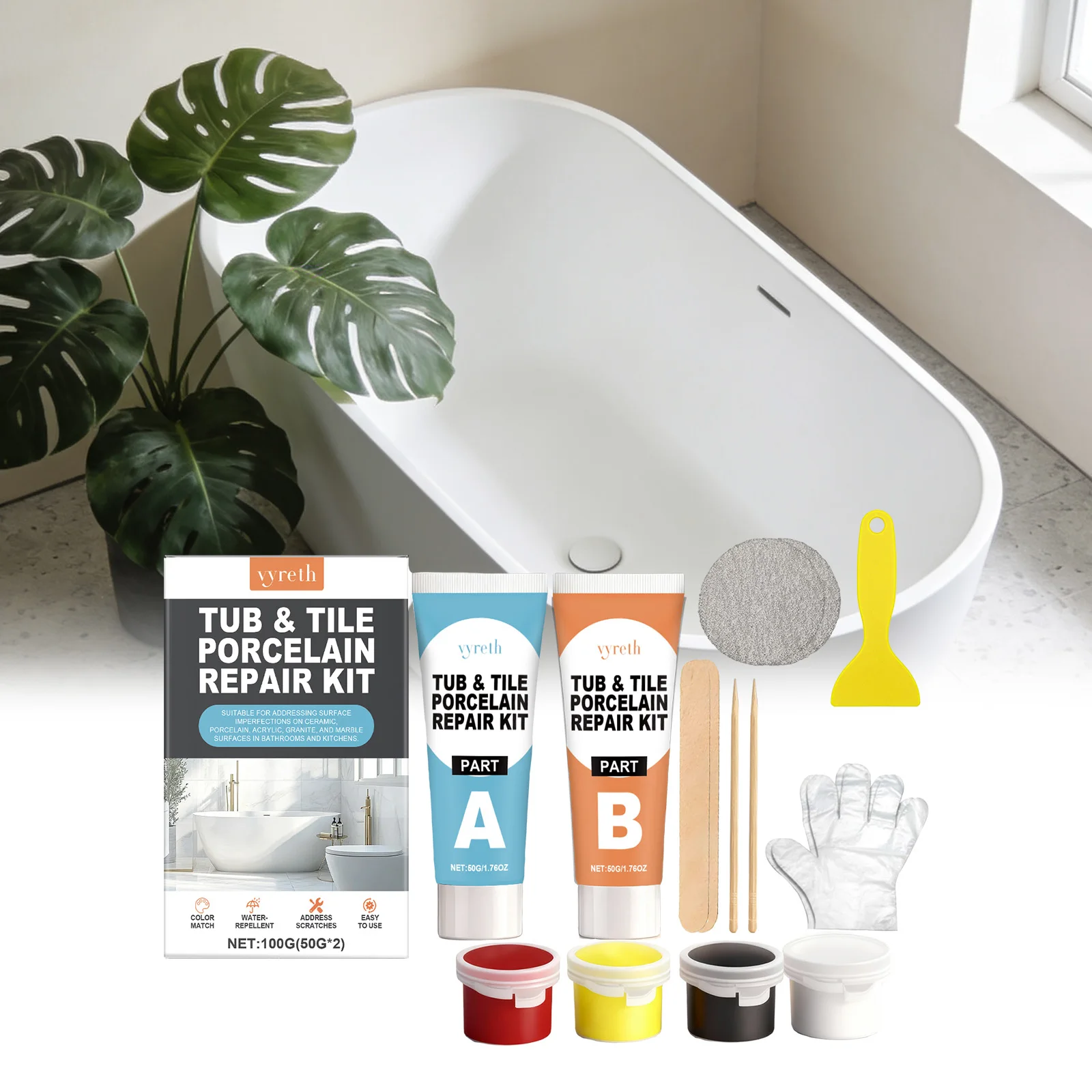 

Ceramic Repair Kit Tile Crack Filler Porcelain Fix Adhesive Waterproof Sealant Bathtub Toilet Vase Pottery Repair Paste Home DIY