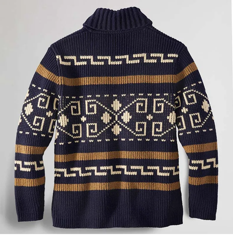 Herren Herbst Winter Mode Strickjacke Jacke Slim Fit Langarm Strickpullover mit stilvollem Revers Design lässig elegant Out – Detail 15