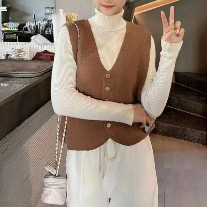 

Women's Solid Color Inner Cardigan Jacket V-neck Single-breasted Versatile Suit Vest