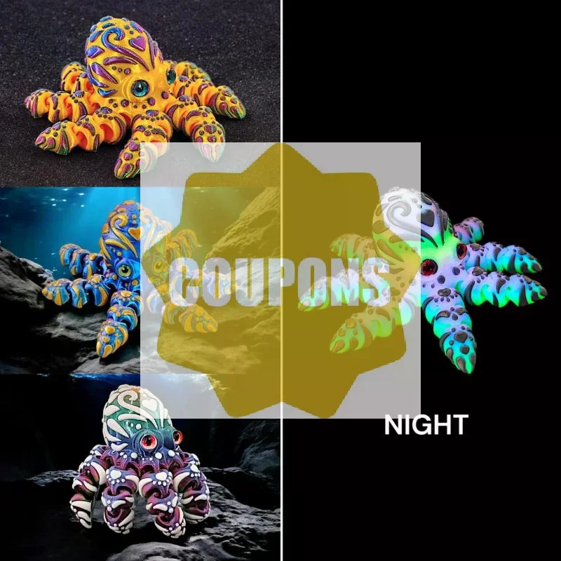 3D Printed Octopus Figurine With Articulated Flexible Tentacles Colorful Patterns For Home Decor Ocean Lovers Collection Gifts