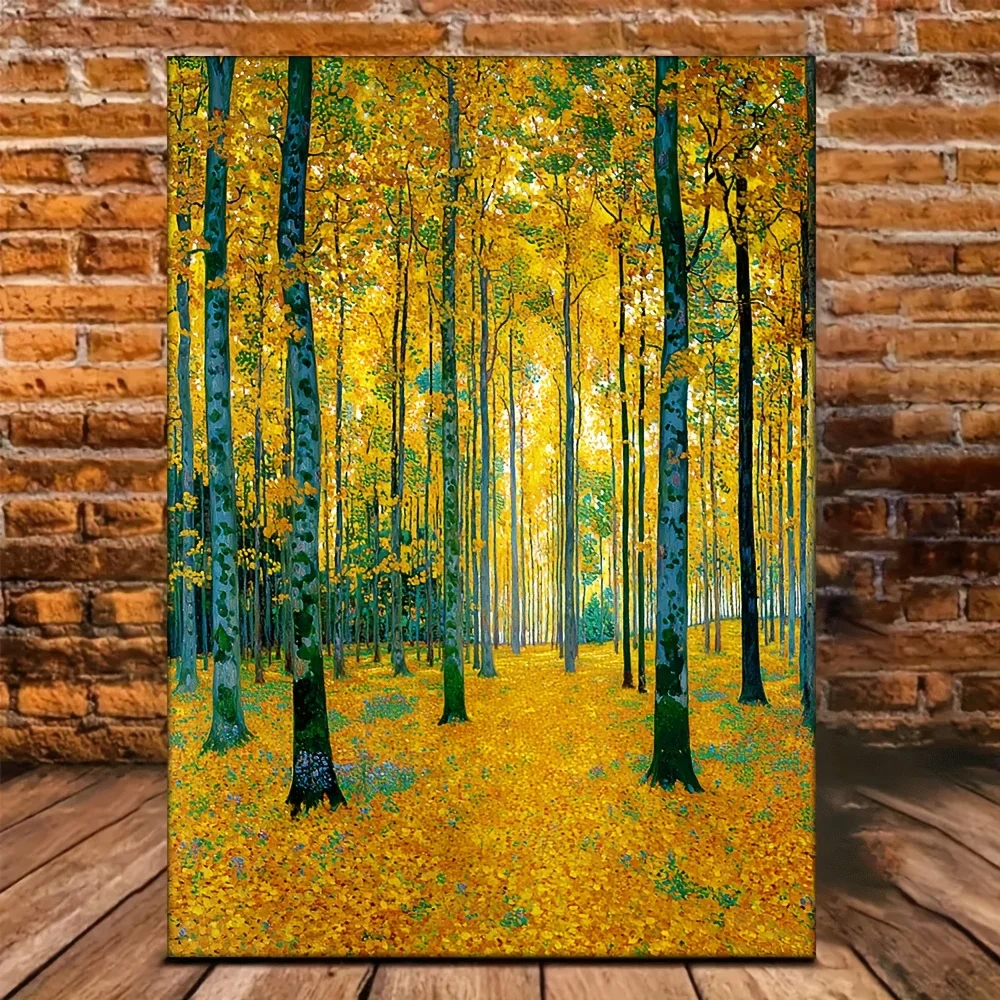 (No frame)1pc, with Frame, 12x16inch [2D Flat]HD Oil Painting Beech Grove Painting by Gtav Klimt Tree Painting Stunning Poste