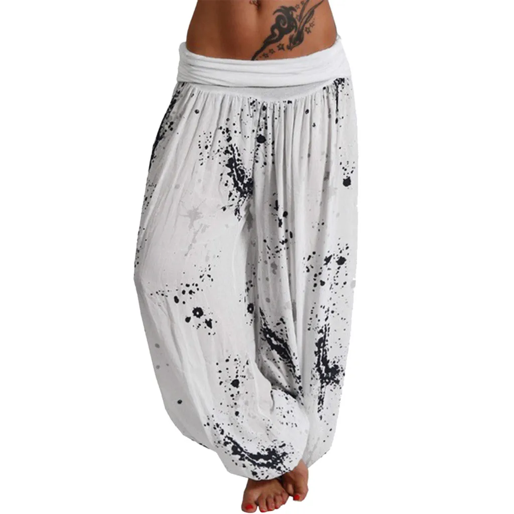 Digital Printed Wide Leg Pants For Women Casual Loose Wide Leg Trousers Ladies Comfortable And Fashionable Band Yoga Sweatpants