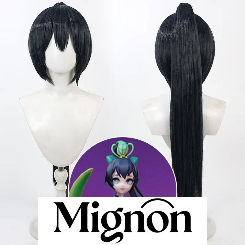 

Onmyoji: Дуэль в парике для косплея Heian-kyo Hotaru, темно-синяя кожа головы, съемный хвост