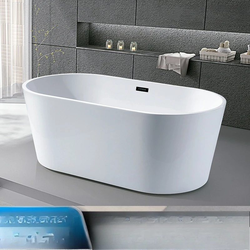 

Household small apartment single acrylic bathtub adult seamless integrated hotel freestanding bathtub