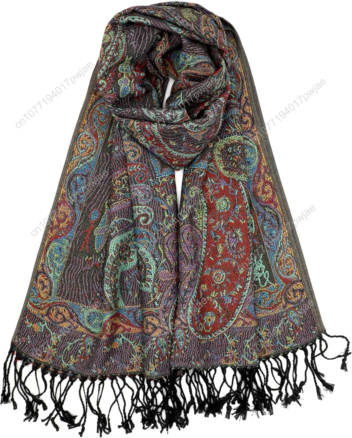 

Achillea Reversible Paisley Pashmina Rave Scarf – Exotic Indian Shawls and Wraps for Evening Dresses, Festivals, All Seasons