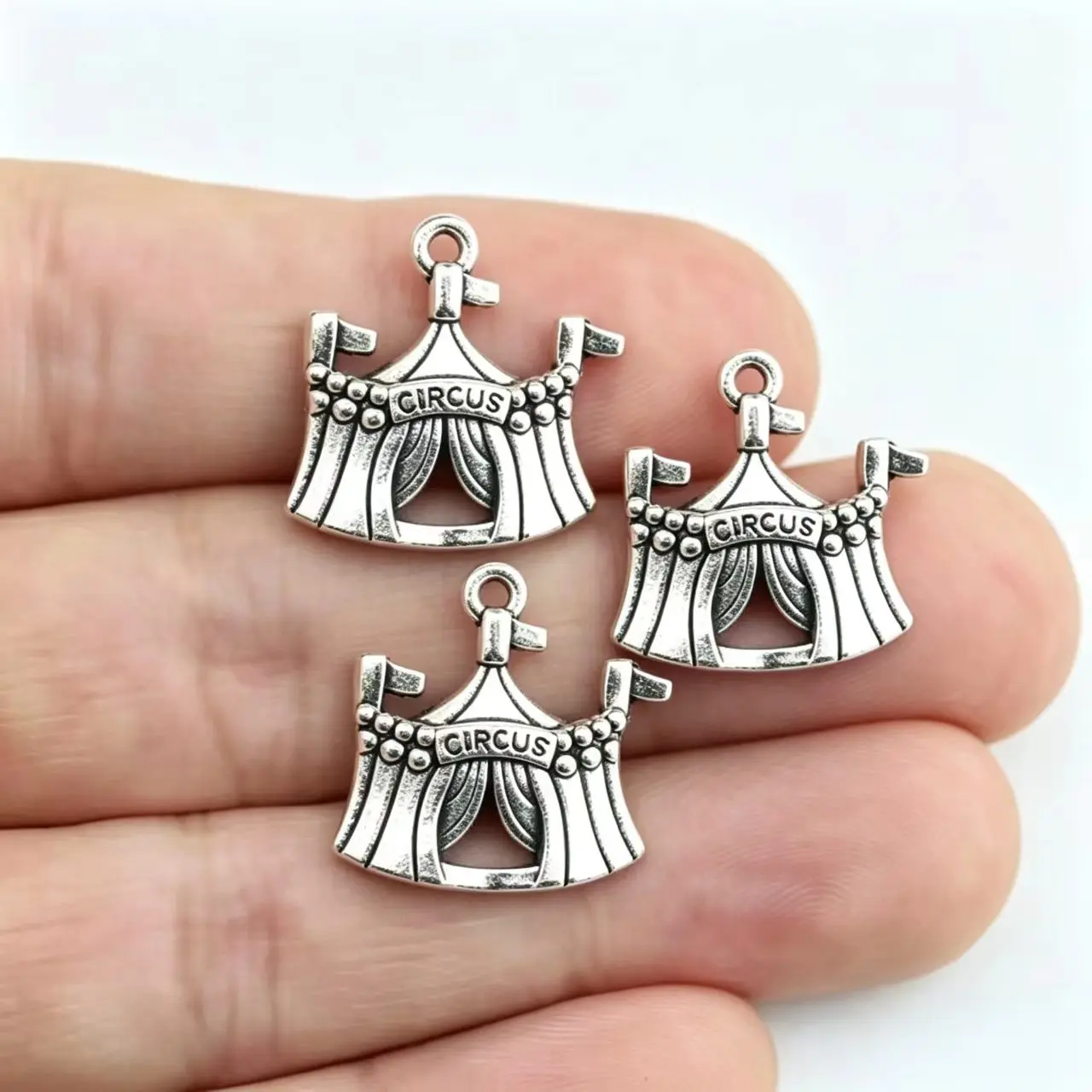 Newest 10Pieces 21*23mm Mixed Alloy Antique Silver Color Comedy Circus Charms Keychain Pendant For DIY Jewelry Making view 5