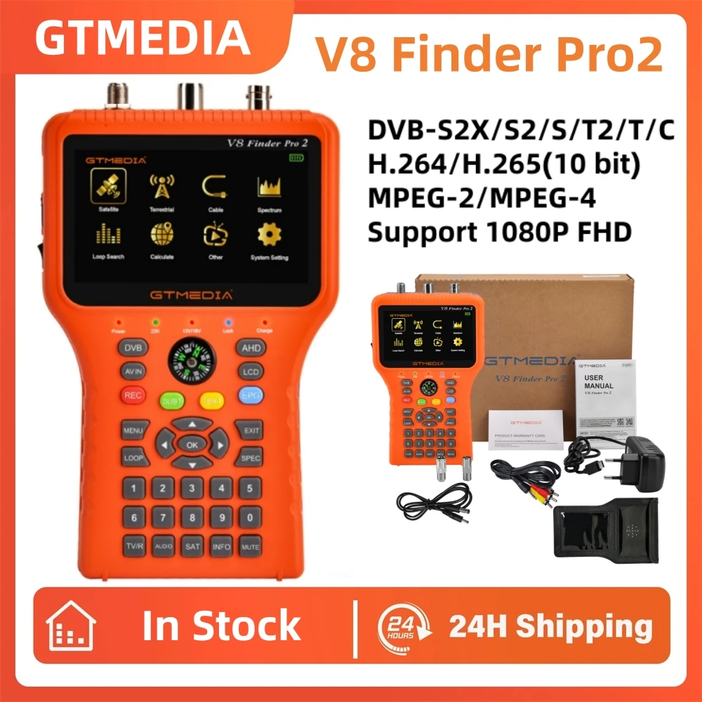GTMEDIA V8 Finder Pro2, Buscador de Señal Satelital, DVB-S2X/S2/S/T2/T/C MPEG2/4, DVB-S2X/S2/S/T2/T/C AHD H.265, Medidor Satelital Digital