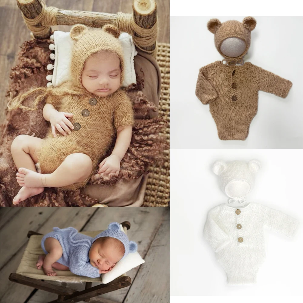 الوليد التصوير الزي رقيق الموهير الصوف رومبير السراويل الدب قبعة طفلة ملابس الصيف تبادل لاطلاق النار زي الوليد صور الدعائم #1