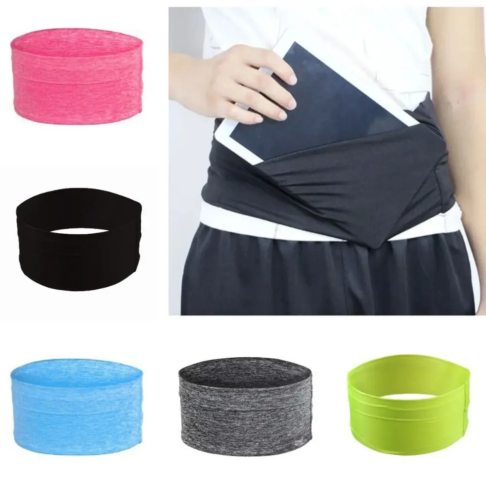 3 Pocket Running Waist Bag Invisible Elastic Yoga Belt Bag Adjustable Lightweight Mobile Phone Holder Outdoor Fitness