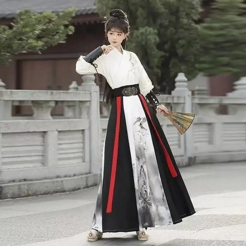 Ancient Sewed Embroidery Hanfu Traditional Chinese Weijin Period Costume Men Women Swordsman Cosplay Clothing Stage Show Suit view 4