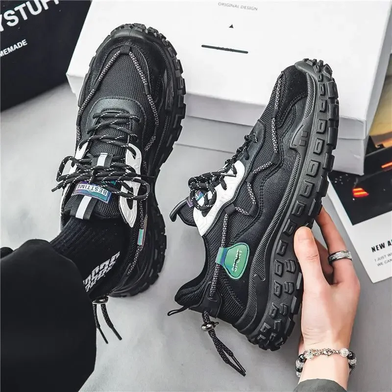 Autumn New Men's Sneakers Trendy Platform Shoes Comfortable Lace-up Running Shoes Outdoor Non-slip Men's Shoes Tenis Masculino