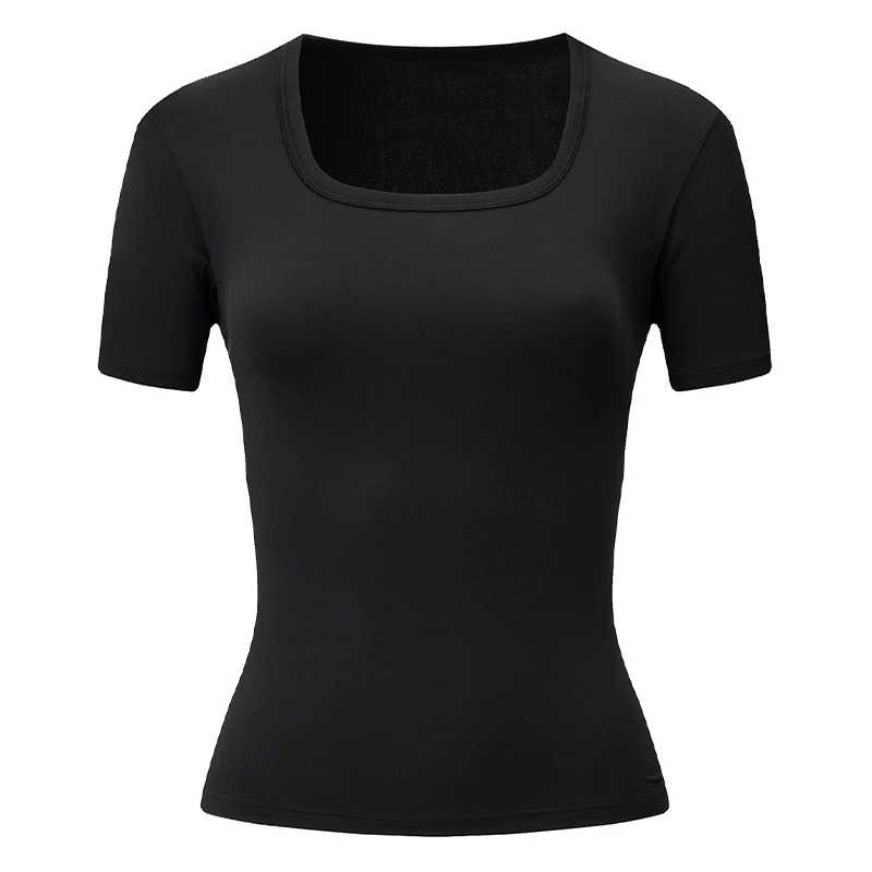 Ladies' Summer Solid Color Versatile U-Neck Short Sleeved Comfortable And Soft Home T-Shirt Casual And Simple Outerwear Top